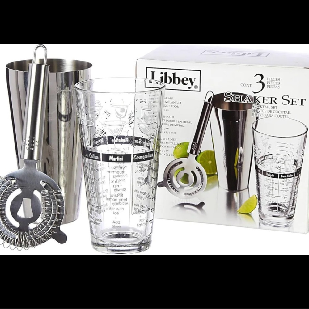 Libbey Cocktail Shaker Set 3 Piece-NEW IN BOX